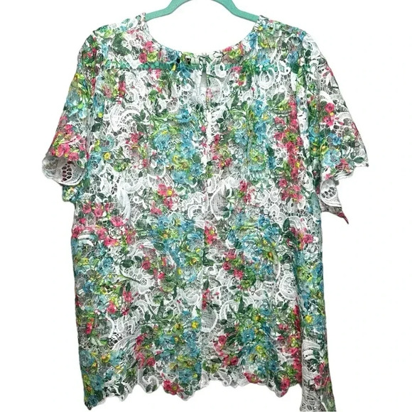 NWT’s Lane Bryant Beautiful Multicolor Lace / Crochet Open Weave Top - Picture 5 of 11